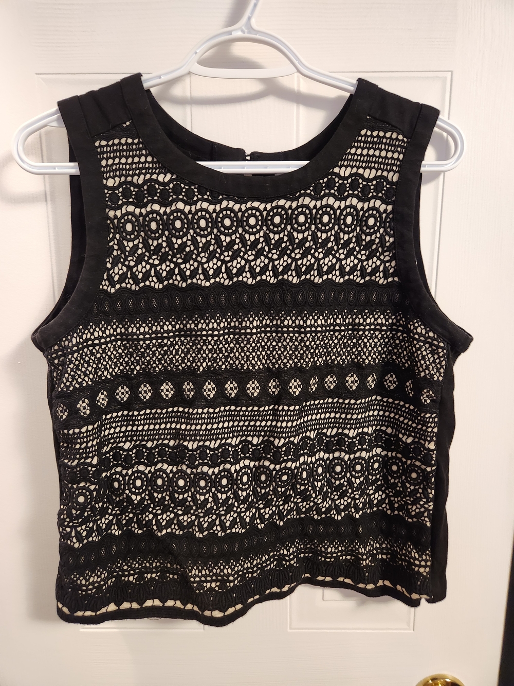 Tristan Black Lace-Overlay Camisole with Cream Underlay